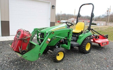 John Deere 4x4 subcompact 1023 Tractor with a D120 loader with 257.3 hours, runs and operates well
