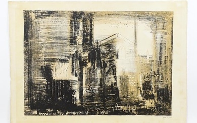 John Piper (1903-1992), Limited edition lithograph, Fotheringhay, Northamptonshire : Medieval Stone.