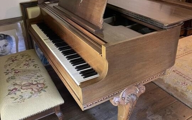 Knabe Baby Grand Piano & Queen Anne Style Needlepoint