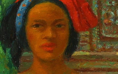 Knut Lundström (b. 1892, d. 1945, Swedish painter) “Bali pige”. Signed Knut...