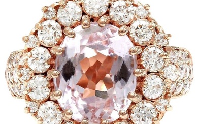 Kunzite Diamond Ring 14K Rose Gold