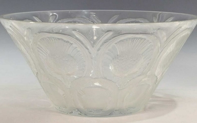 LALIQUE FRANCE 'THISTLE' FROSTED CRYSTAL BOWL