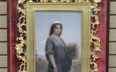 LARGE HAND PAINTED KPM PORCELAIN PLAQUE OF "RUTH"