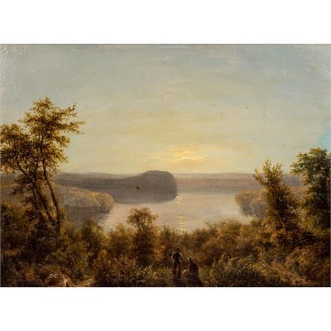 LÖFFLER, Leopold, ATTRIBUIERT / UMKREIS (1827-1898), "Abendsonne über dem See"
