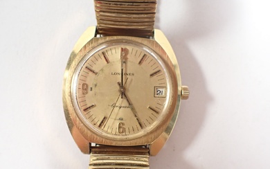 LONGINES conquest - Montre bracelet d'homme mécanique (à réviser), années 1970 en plaqué or, boitier...