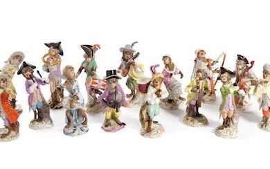LOT COMPRISING 14 FIGURES FROM THE 'MONKEY BAND'