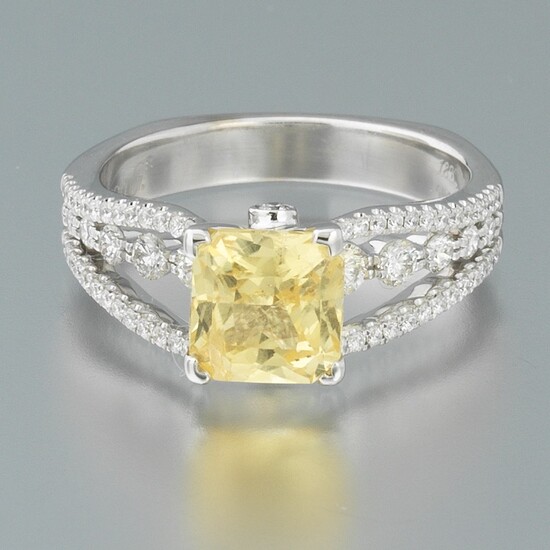 Ladies' Simon G. Gold, Natural No Heat Yellow Sapphire and Diamond Ring, GIA Report 2195376950