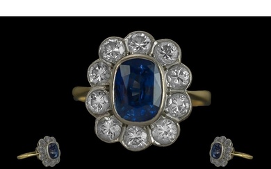 Ladies - Stunning 18ct Gold Blue Sapphire and Diamond Set Ov...