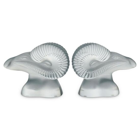 Lalique Crystal "Amon" Bookends