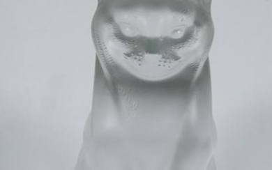 Lalique Crystal Sitting Cat 'Chat Assis', Signed