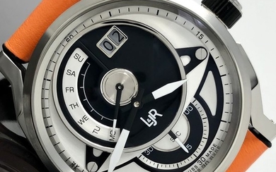 L&JR - Day and Date Black and White Dial with Orange Strap and EXTRA Black Strap - S1303-S5 "NO RESERVE PRICE" - Men - Brand New