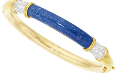 Lapis Lazuli, Diamond, Gold Bracelet Stones: Lapis lazuli carving;...