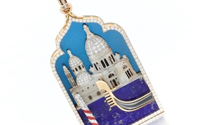 Lapis lazuli, enamel and diamond pendant (Pendente in lapislazuli, smalto e diamanti), Michele della Valle