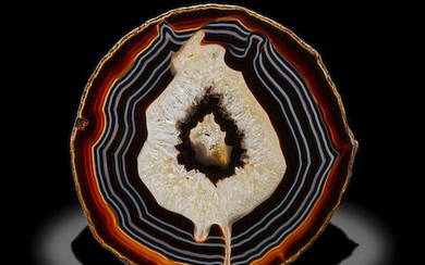 Large Black, Brown and White Banded Agate Slab