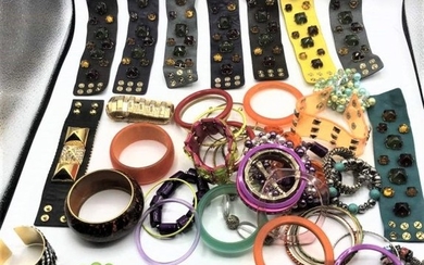 Large Grouping Estate Costume Jewelry Bracelets