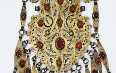 Large Turkmen silver jewelry Huge Turkmen silver jewelry, pendant...
