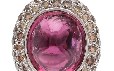 Large diamonds and tourmaline rosette ring.
