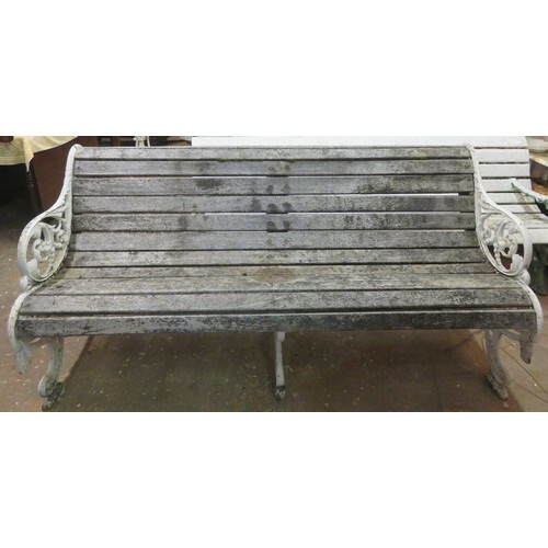 Late 19th/Early 20th century painted wrought iron garden ben...