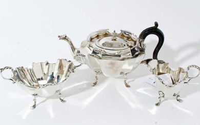 Late Victorian silver bachelors three piece tea set Birmingham 1898