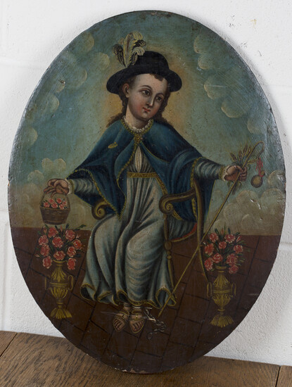 Latin American School - Holy Infant of Atocha or Santo Niño de Atocha, 19th century oil on pane