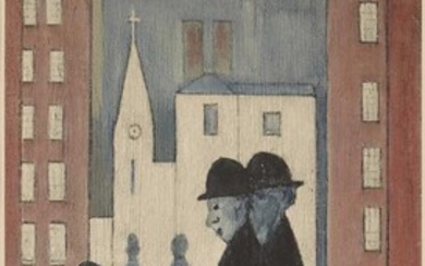 Laurence Stephen Lowry RBA RA, British 1887-1976, The two brothers, 1972; offset lithograph on wove, signed in pencil, edition of 850, bearing the Fine art Trade Guild's blindstamp, published by The Adam Collection in 1972 printed in Austria by Max...