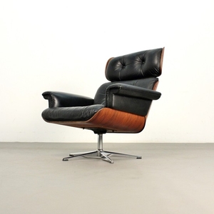 Leder Lounge Sessel / easy chair der 1960/70er Jahre