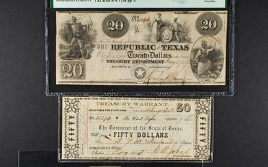 (Lot of 3) Republic of Texas $20 1839-1841 PMG VF20