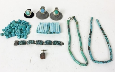 Lot of Turquoise & Turquoise Style Jewelry