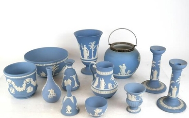 Lot of Twelve Wedgwood Blue Jasperware Items