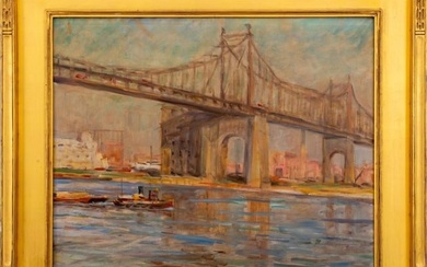 Louis Aston Knight "Queensboro Bridge" Oil, 1941