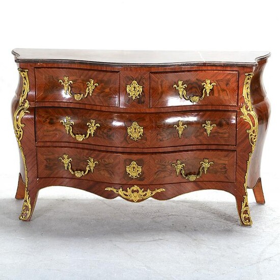 Louis XV Style Bombe Serpentine Commode.