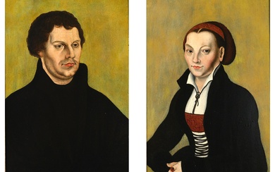 Lucas Cranach l'Ancien Kronach 1472 - 1553 Weimar, cercle de Portraits de Martin Luther et...