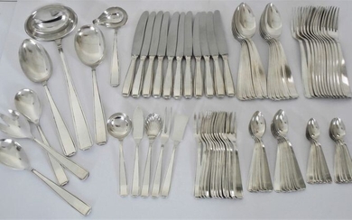 M100 Solingen - silver plated Art Deco cutlery 12-person + serving cutlery, 83 pieces