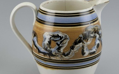 MOCHAWARE EARTHWORM-DESIGN PITCHER First Half of the 19th Century Height 7”.