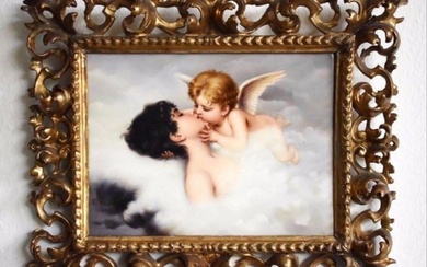 Magnificent Kpm "Cupid Psyche Dream Kiss" Plaque Signed