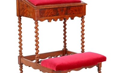 (-), Mahogany veneer on oak prayer chair with...