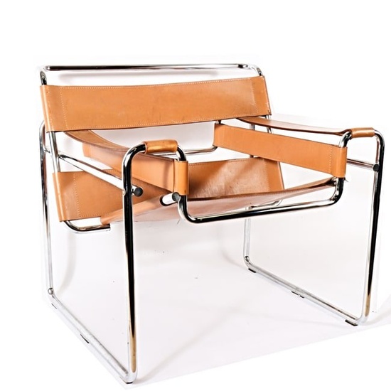 Marcel Breuer "Wassily" chair variant, 29"H x 29"D x 31"W