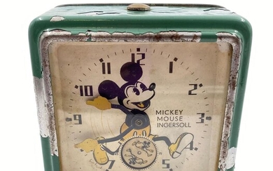 Merveilleuse et rare horloge Mickey Mouse des années 1930. Fabriquée par Ingersoll. En parfait état...