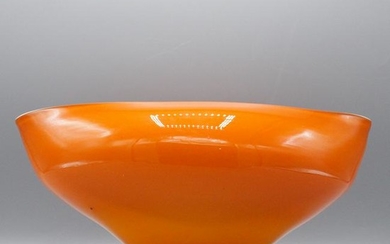 Mid-Century Modern Orange Oval Glass Center Bowl