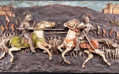 J. Segura High Relief Wall Plaque Medieval Scene