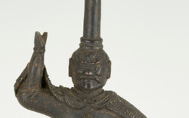 Ming Bronze Figural Lamp Holder or Candlestick