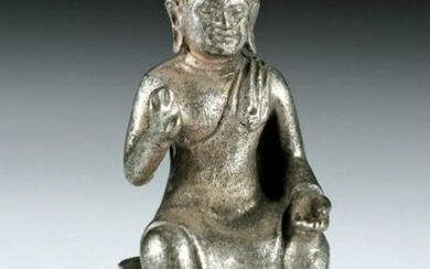 Miniature 20th C. Tibetan Brass Figure of Maitreya