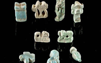 Miniature Egyptian Faience Amulets (12 pcs)