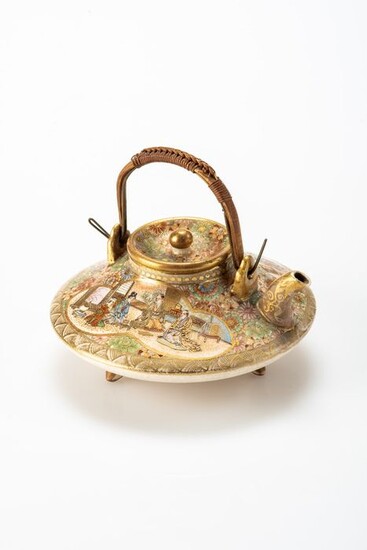 Miniature teapot - Bamboo, Ceramic - Firmato 'Shūzan' 秀山 - Japan - Meiji period (1868-1912)