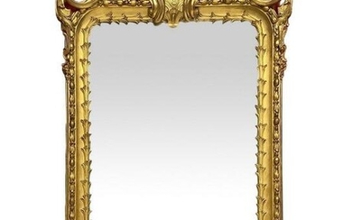 Mirror in gilded wood with leaf, First half of the 19th
