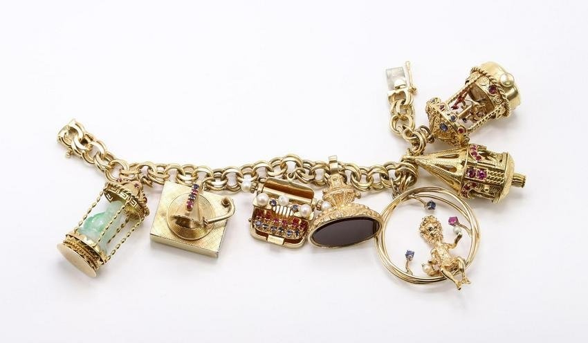Monumental 14k Gold Charm Bracelet