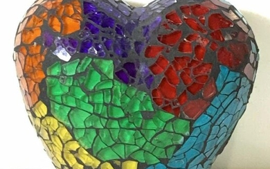 Mosaic Glass & Clay Heart Figural