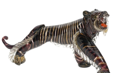 Murano Art Glass Tiger Attributed to Barovier & Toso