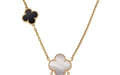 NO RESERVE | VAN CLEEF & ARPELS MOTHER-OF-PEARL AND ONYX 'MAGIC ALHAMBRA' NECKLACE