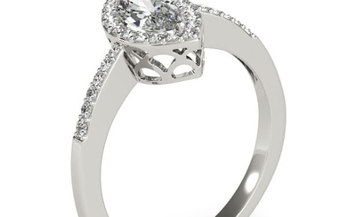 Natural 1.95 CTW Diamond Engagement Ring 18K White Gold
